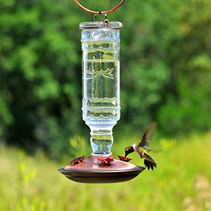 Perky-Pet 8107 Antique Bottle Glass HummingBird Feeder - Clear 10 oz.