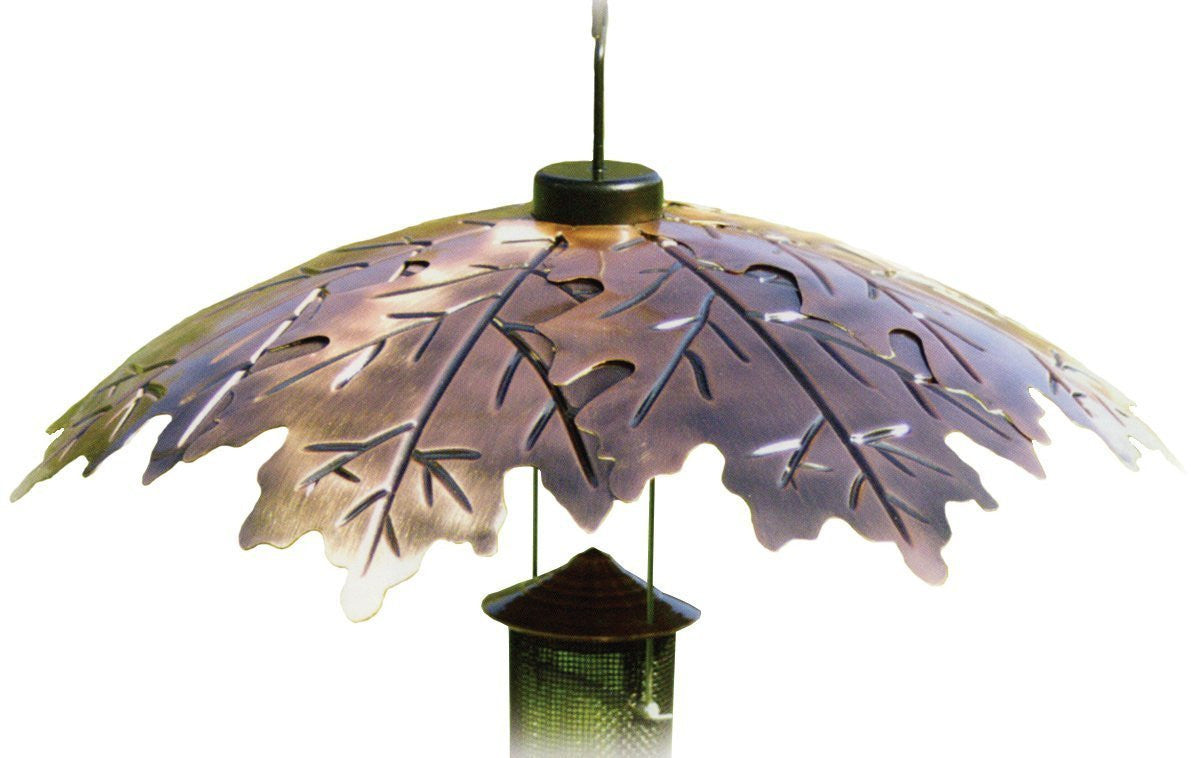 Woodlink Brushed Copper 18" Oak Leaf Bird Feeder Weather Shield, COPLEAF18