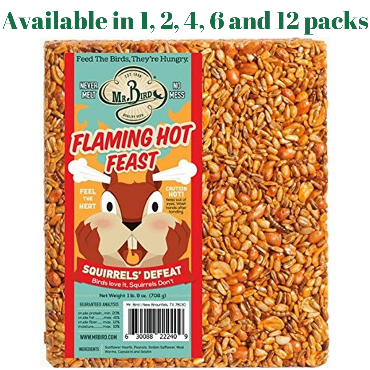 Mr. Bird's Flaming Hot Feast Large Wild Bird Seed Block 1 lb. 9 oz. (1, 2, 4, 6 and 12 Packs)