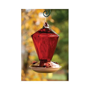 Copper Color Hummingbird Feeder Ruby Diamond Glass 24oz