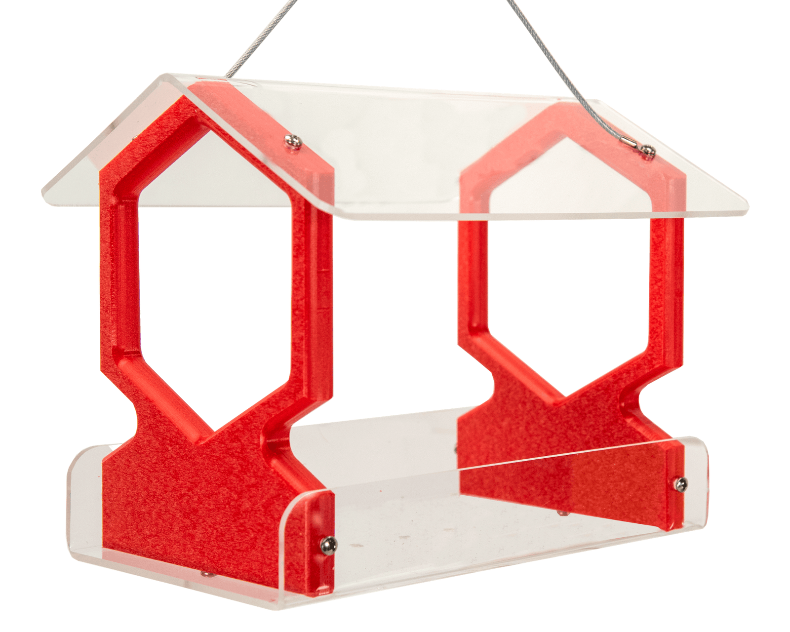 Geometric Hanging Bird Feeder with Roof, Acrylic and Poly (3 Cups)