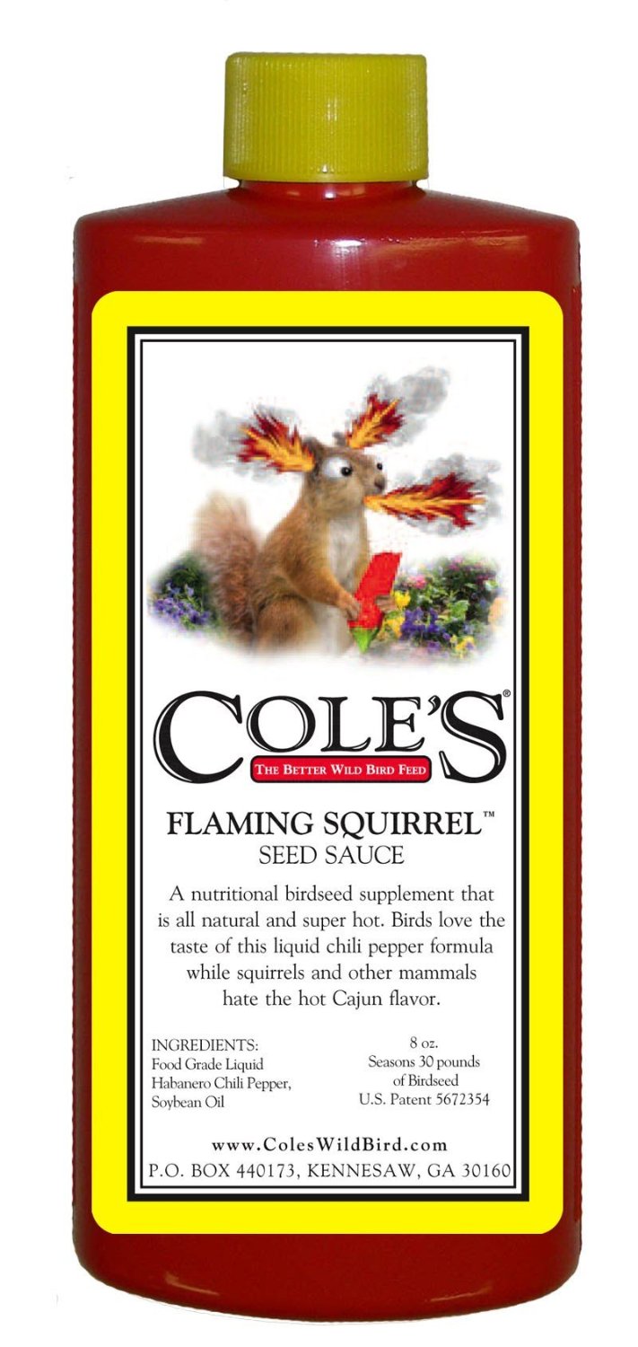 Cole's Flaming Squirrel Seed Sauce 8 oz Liquid Squirrel Deterrent FS08 (12 Pack)
