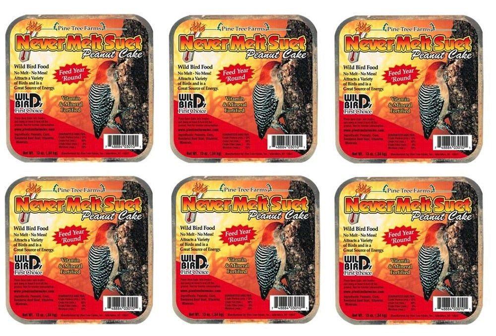 Pine Tree Farm's Never Melt Peanut Suet Cake 12 oz. (6 or 12 Packs)