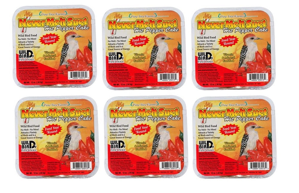 Hot Pepper Pine Tree Farm's Never Melt Suet Cake 12 oz. (6 or 12 Packs)