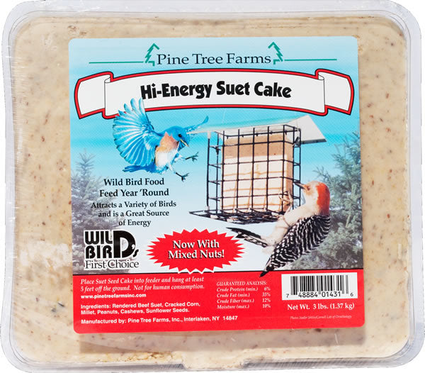 Pine Tree Farms Hi-Energy Suet Cake 3 Pounds (1, 2, 4, 6 and 12 Packs)