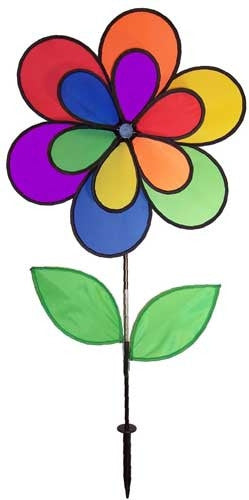 12 Petal Double Wheel Rainbow Flower Wind Spinner In the Breeze Garden Yard Decor