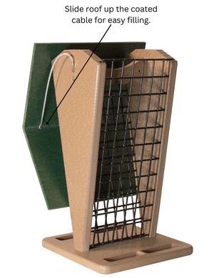 JCS Wildlife Green/Tan Whole Peanut Feeder with Peaked Roof