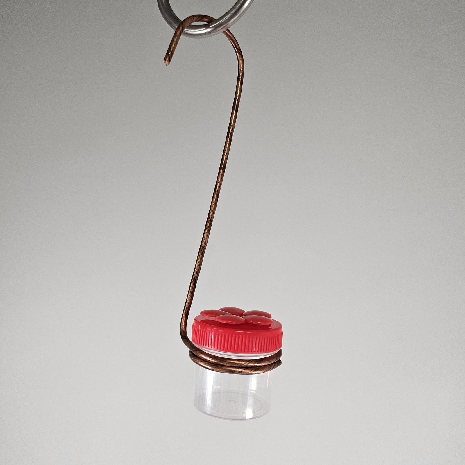 (HNDRR-1)  Red on Red Copper Hummingbird Feeder