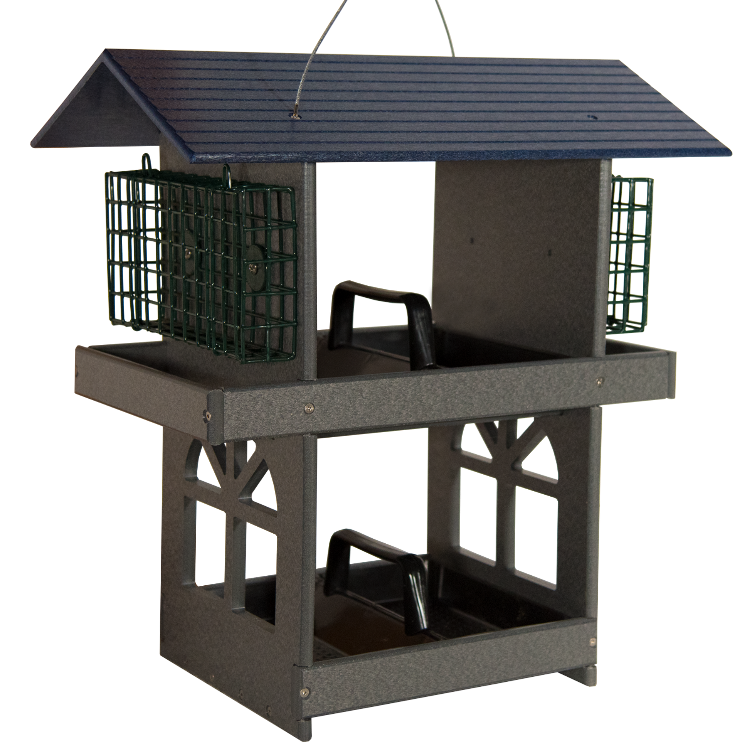 Double Fly Thru Platform Bird Feeder with Roof & 4 Suet Cakes