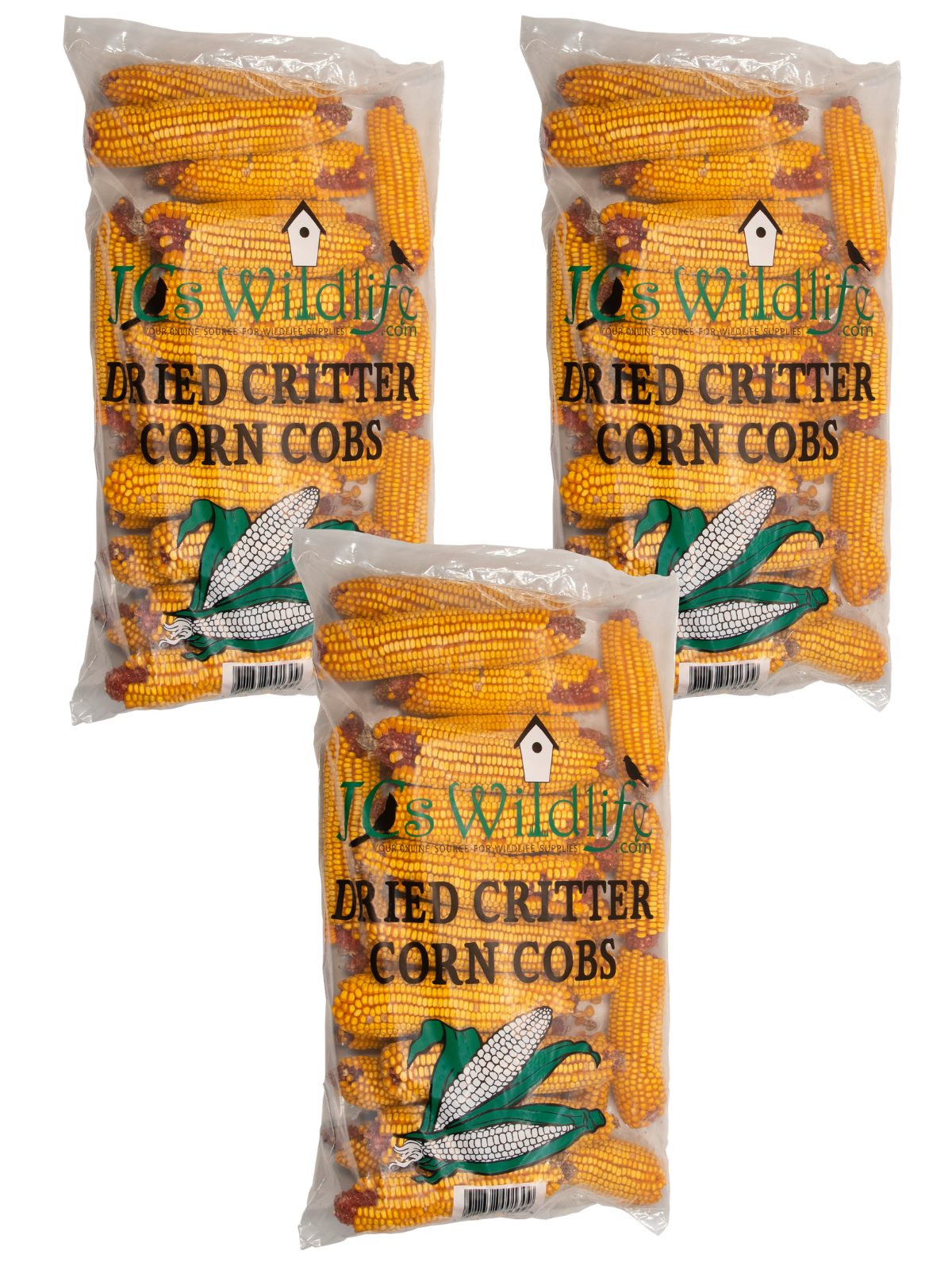 JCS Wildlife Dried Squirrel Corn Cobs 3Pack - Grown in Southern Indiana - Each Bag Weighs About 14 lbs