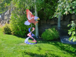 In The Breeze Double Patriotic Eagle Wind Spinner