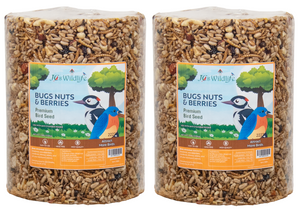 JCS Wildlife Bugs Nuts and Berries Premium Bird Seed Large Cylinder, 3.8 lb