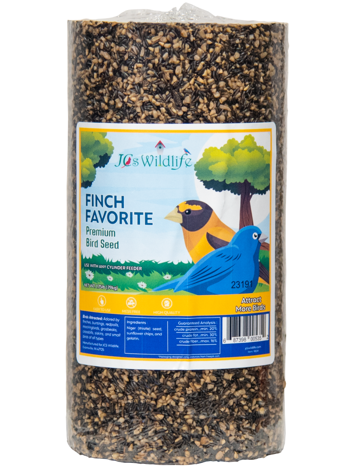 JCS Wildlife Finch Favorite Premium Bird Seed Small Cylinder