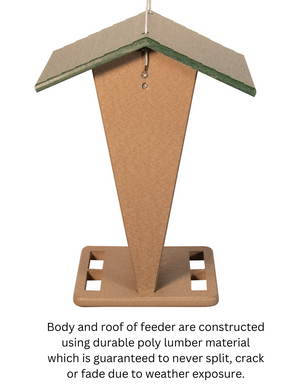 JCS Wildlife Green/Tan Whole Peanut Feeder with Peaked Roof