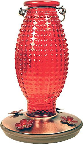 Perky-Pet 8130 Red Hobnail Vintage-Style Glass Hummingbird Nectar Feeder