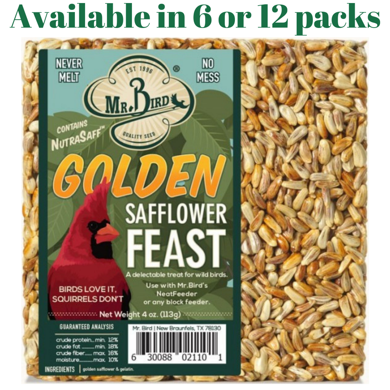 Mr. Bird Golden Safflower Feast Small Wild Bird Seed Cake 4 oz.