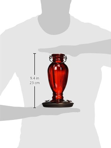 Perky-Pet 8133 Red Daisy Vase Vintage-Style Glass Hummingbird Feeder