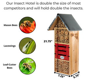 JCS Wildlife Tall Insect Hotel - Great for housing Mason Bees, Leaf-Cutter Bees and Lacewings
