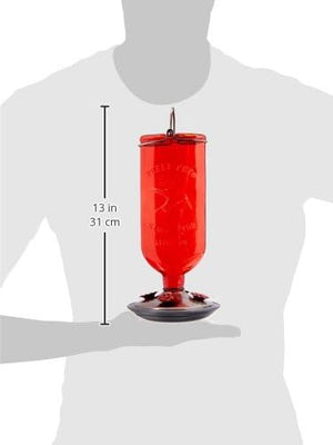 Perky-Pet 8109 Red Antique Glass Bottle Hummingbird Feeder 16-Ounce