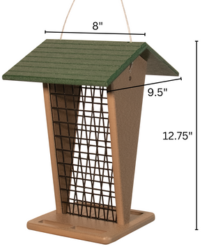 JCS Wildlife Green/Tan Whole Peanut Feeder with Peaked Roof