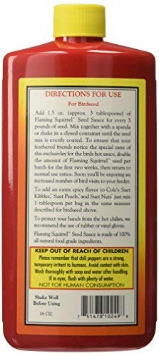 Cole's Flaming Squirrel Seed Sauce Liquid Squirrel Deterrent FS16 16 oz. (1, 4 and 8 Packs)