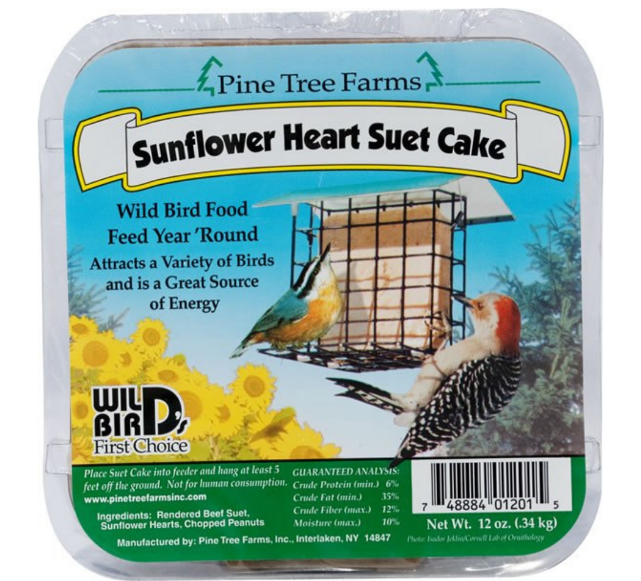 Pine Tree Farms Sunflower Heart  Suet Cake  12 oz. (12 Count)