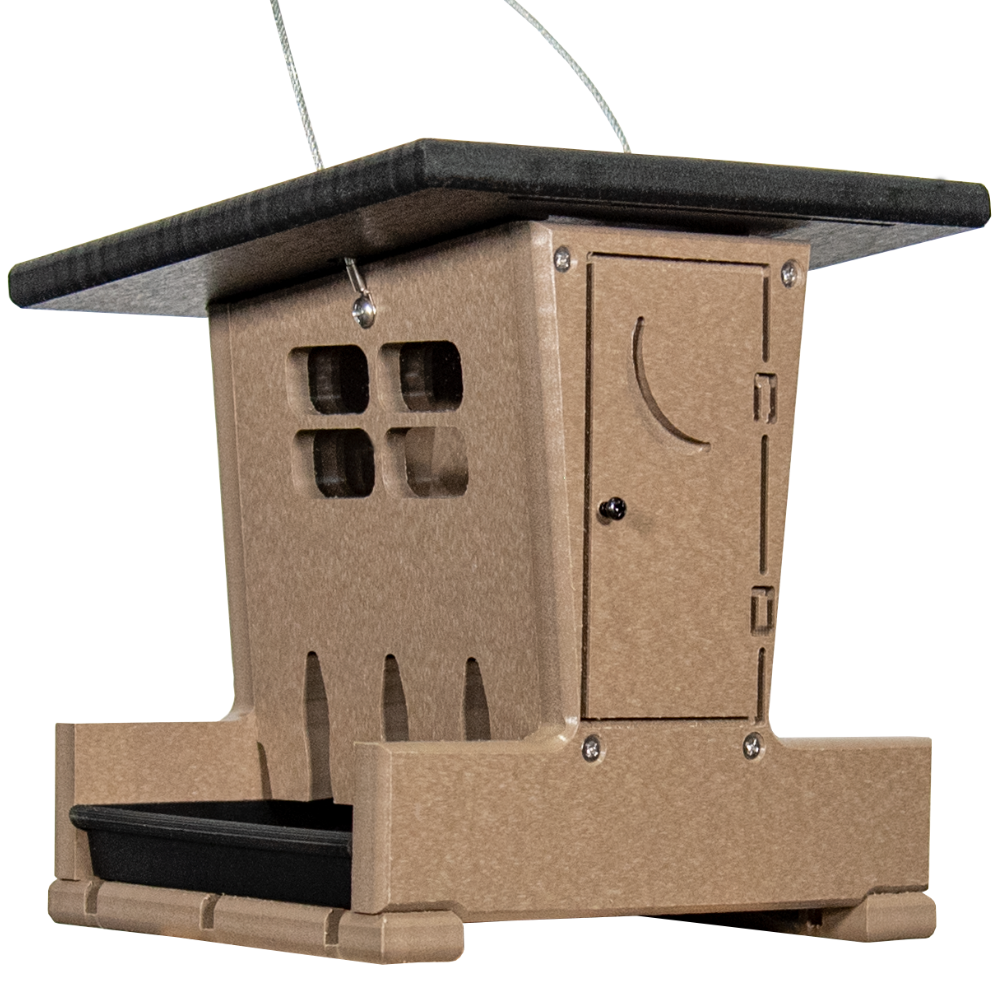Small Outhouse Hopper Feeder with Removable Tray