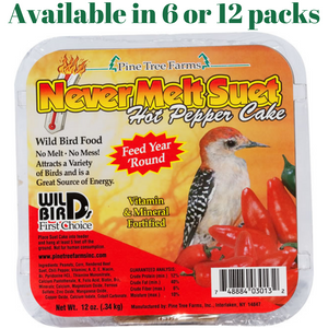 Hot Pepper Pine Tree Farm's Never Melt Suet Cake 12 oz. (6 or 12 Packs)