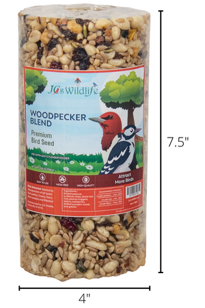 JCS Wildlife Woodpecker Blend Premium Bird Seed Small Cylinder, 2 lb (12 Count)