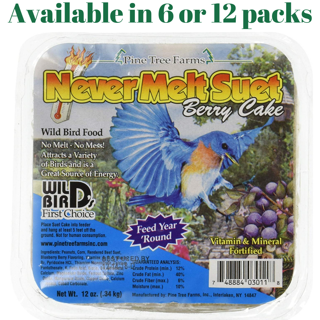 Pine Tree Farm's Never Melt Suet Berry Cake 12 oz. (6 or 12 Packs)