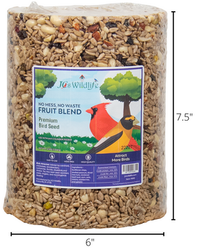 JCS Wildlife No Mess, No Waste Fruit Blend Premium Bird Seed Large Cylinder, 4.5 lb (6 Count)