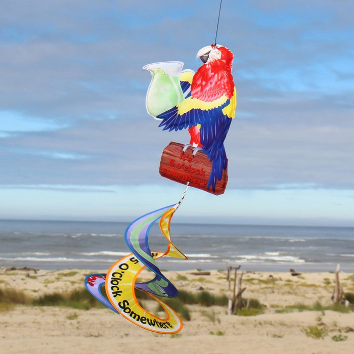 In the Breeze 5 O'Clock Parrot Theme Wind Spinner