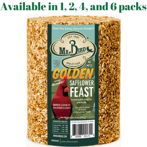 Mr. Bird Golden Safflower Feast Large Wild Bird Seed Cylinder 62 oz. (1, 2, 4, and 6 Packs)