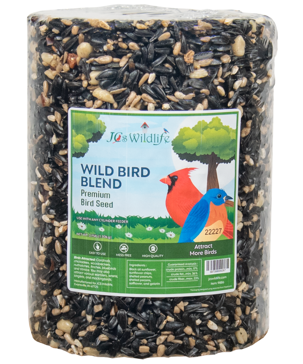 JCs Wildlife Wild Bird Blend Premium Bird Seed Large Cylinder, 3.75 lb (6 Count)
