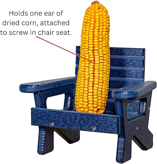 Blue Squirrel Chair Feeder - Holds 1 Dried Corn Cob