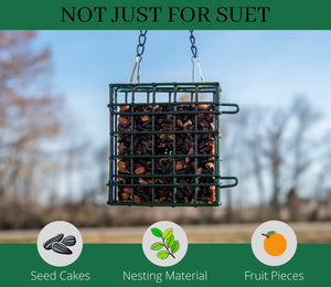 JCs Wildlife Single Suet Cage Bird Feeder - Holds Suet, Seed Cakes, Fruit, and Nesting Material - Holds 1 Suet Cake - Suet Feeder, Suet Basket, Suet Cake Bird Feeder