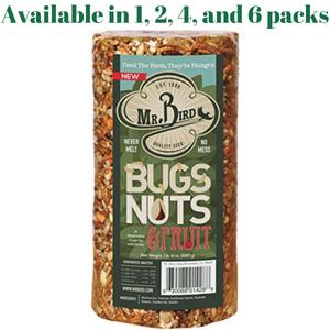 Mr. Bird Bugs, Nuts, & Fruit Small Wild Bird Seed Cylinder 24 oz. (1, 2, 4, or 6 Pack)