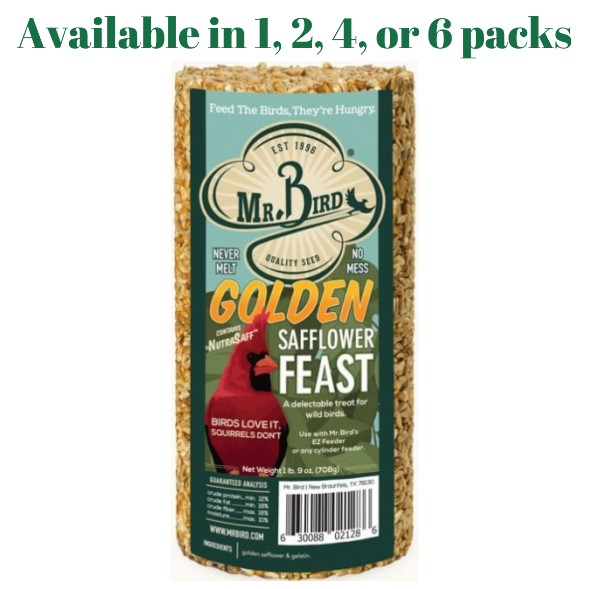 Mr. Bird Golden Safflower Feast Small Wild Bird Seed Cylinder 25 oz.