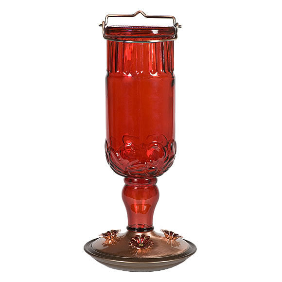 Perky-Pet 8119 Red Antique Glass Bottle Hummingbird Feeder 24 oz (1 or 2 Pack)