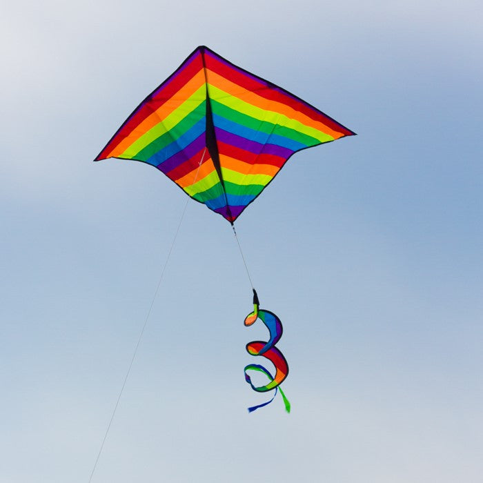 In the Breeze Rainbow Stripe Delta Kite 42" Twister Tail 3158