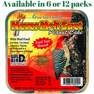 Pine Tree Farm's Never Melt Peanut Suet Cake 12 oz. (6 or 12 Packs)