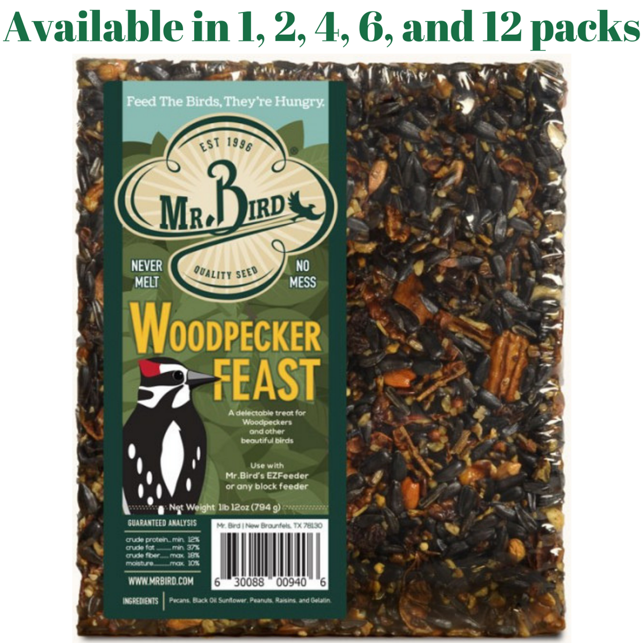 Mr. Bird Woodpecker Feast Large Wild Bird Seed Block 1 lb. 12 oz. (1, 2, 4, 6 and 12 Packs)