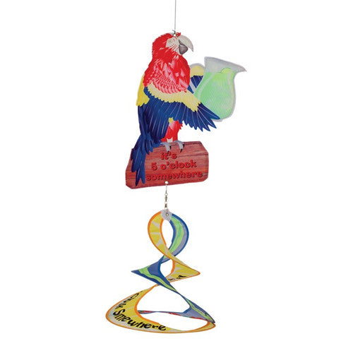 In the Breeze 5 O'Clock Parrot Theme Wind Spinner