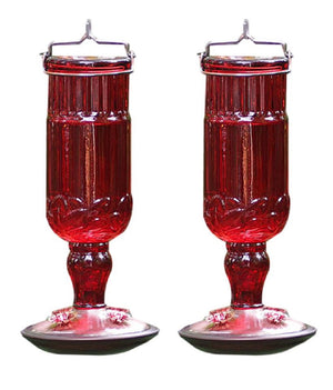 Perky-Pet 8119 Red Antique Glass Bottle Hummingbird Feeder 24 oz (1 or 2 Pack)