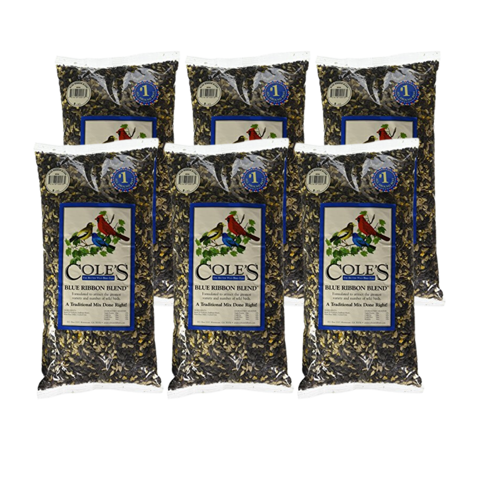 Cole's BR05 Blue Ribbon Blend Bird Seed, 5 lbs (6 Count)