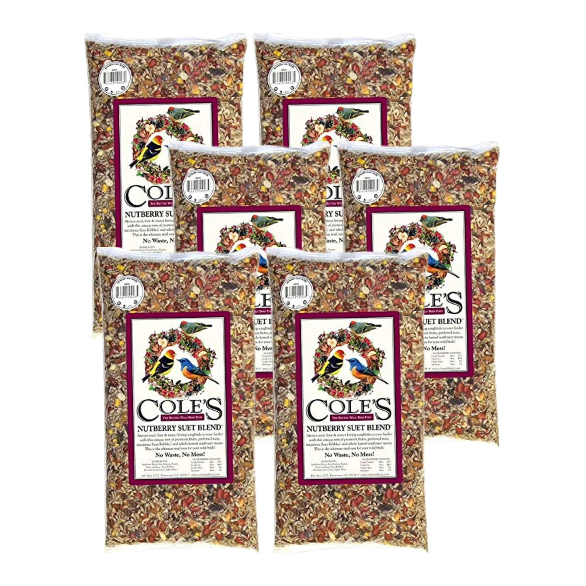 Cole's NB05 Nutberry Suet Blend Bird Seed, 5 lbs (6 Count)