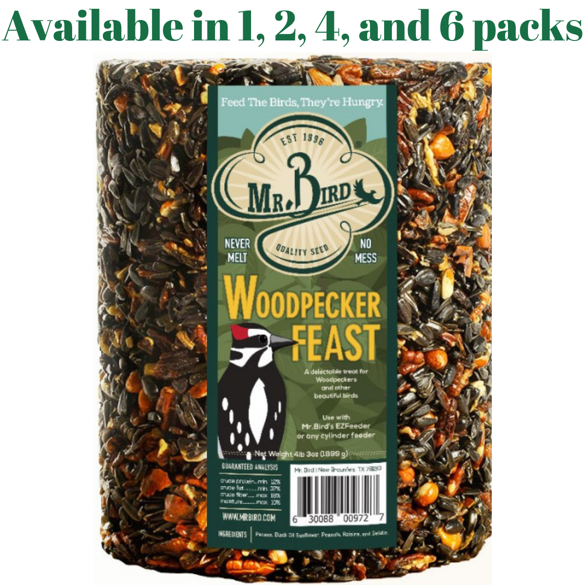 Mr. Bird Woodpecker Feast Large Wild Bird Seed Cylinder (1, 2, 4, or 6 Packs)