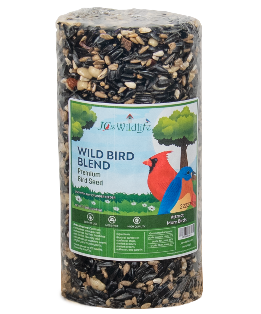 JCs Wildlife Wild Bird Blend Premium Bird Seed Small Cylinder, 1.5 lb (12 Count)