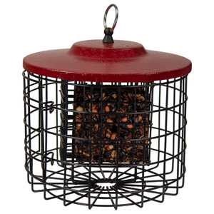 Squirrel Stopper Round Squirrel Proof Suet Feeder with Easy-Open Side Door - Holds 2 Suet Cakes