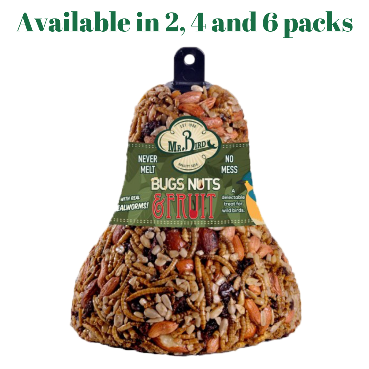 Mr. Bird Bugs, Nuts, & Fruit Wild Bird Seed Bell 12.5 oz. (2, 4 and 6 Packs)